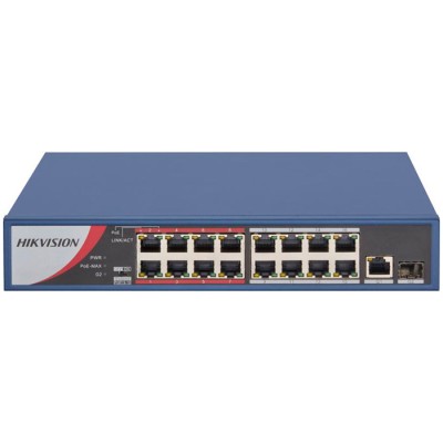 Switch 10-100Mbps 16 porte poe Plus 2 giga non-managed Hikvision